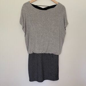Pimkie Medium Gray & Black Diamond Casual Printed Dress